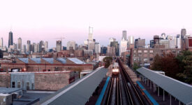 Chicago Skyline from one of the loop train station