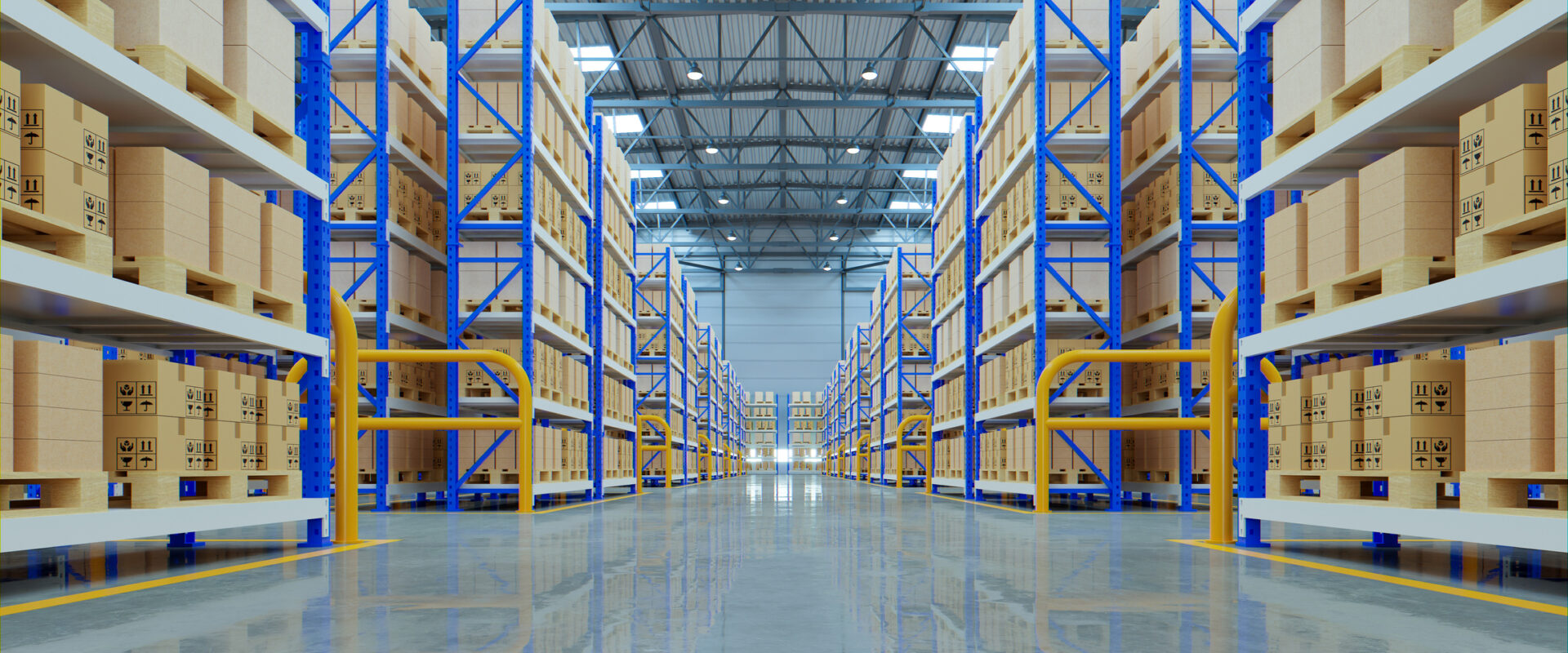 Empty warehouse in logistic center,3d rendering