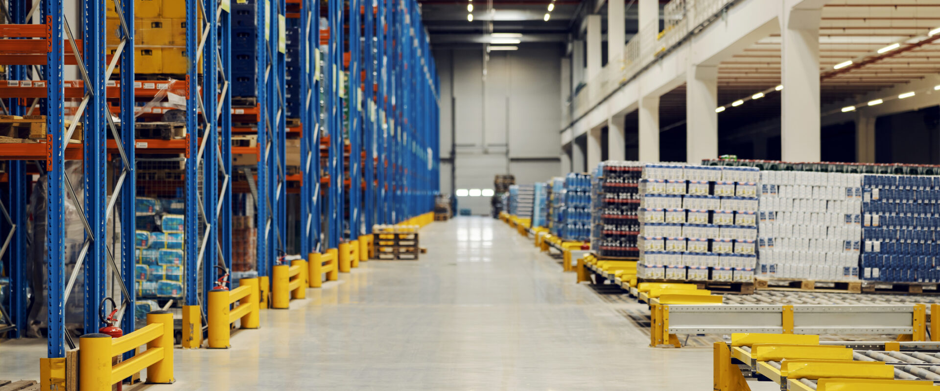 Picture of a storage, shelves and goods with no people.