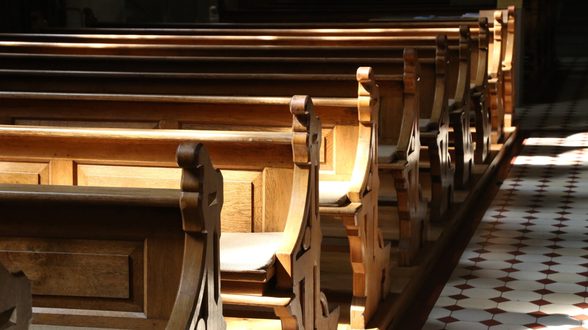 Church wooden bench